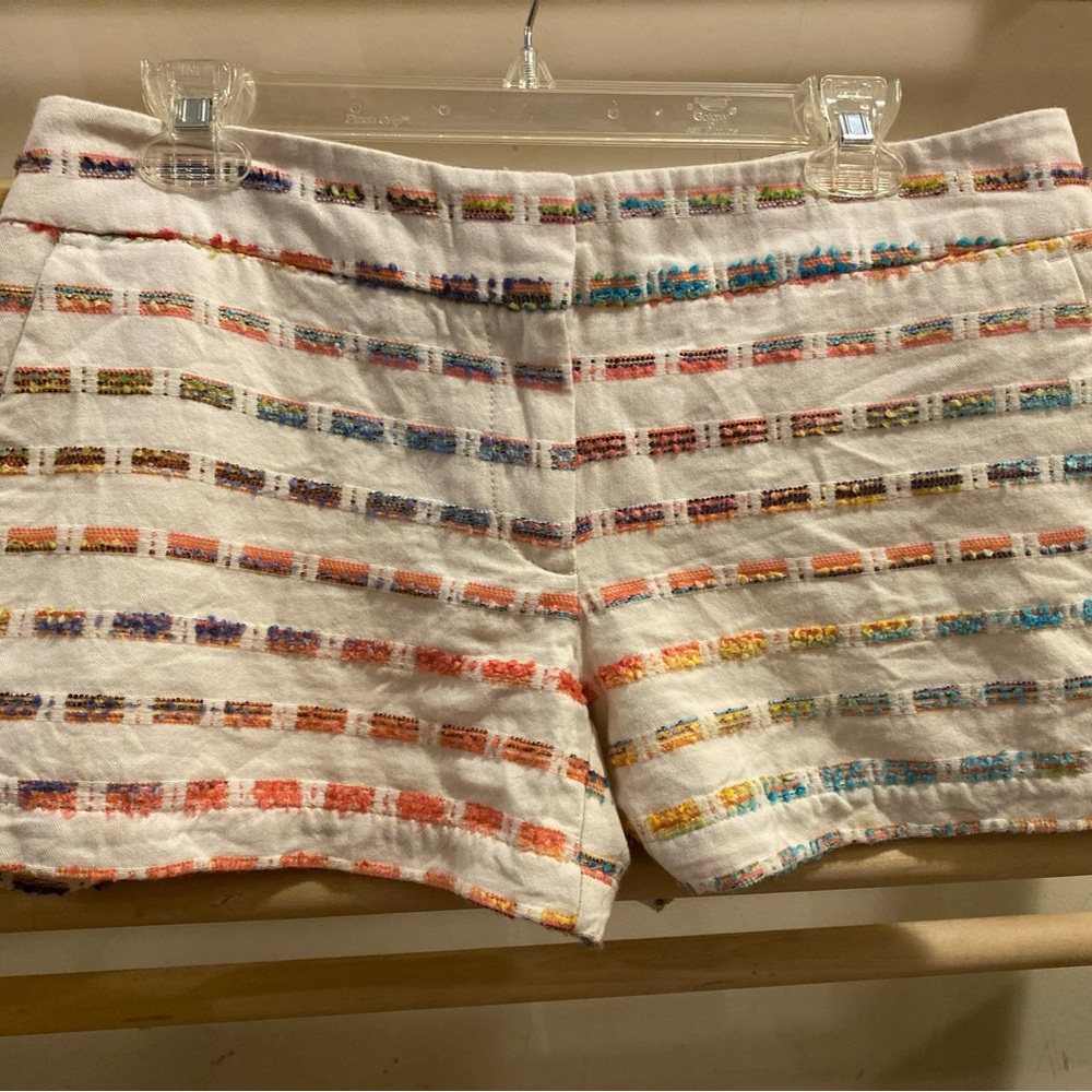 Loft size 4 shorts multi color stitching pattern